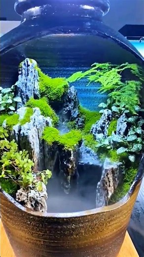 Satisfying Miniature Waterfall Build: DIY Terrarium #shorts #satisfying