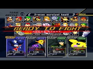 Yoshi & Link VS Marth & Pichu | 2 Lifes | Super Smash Bros Melee Fight 332