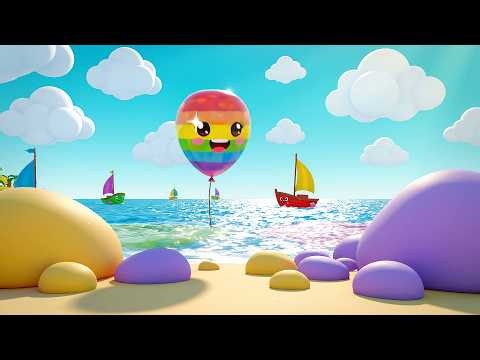 Rainbow Balloon Floats Float Float Float | Colorful Sky Song & Nursery Rhymes
