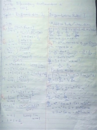 Highlights on Differentiation basics 1. #elementarymath