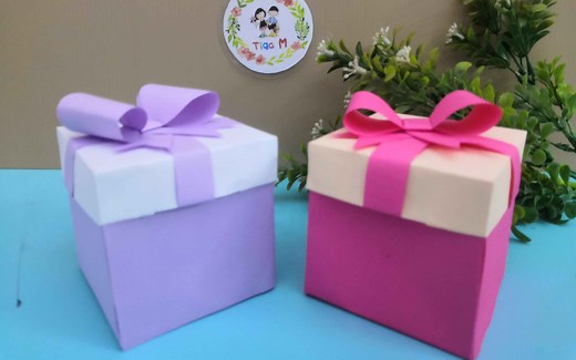 蝴蝶结礼物盒子制作 、 礼物盒折纸、礼物盒教学 （手工教学）