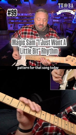Plenty of classic blues songs are based on simple rhythm patterns that repeat over each chord of the progression. One of those classic songs is “I Just Want A Little Bit” by Magic Sam. Here is the simple rhythm pattern this song is based on.Sign up to get these lessons sent to your email each morning at https://1minuteblues.com#bluesguitar #guitarlessons #chicagoblues | Texas Blues Alley
