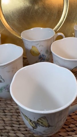 Lenox Butterfly Meadow Coffee Mugs Set of 6 ~ Floral Butterfly Dragonfly Designs - Etsy