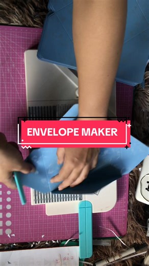 Making envelope using my DIY envelope maker #DIY #invitations #dustyblue #printingbusiness #crafts