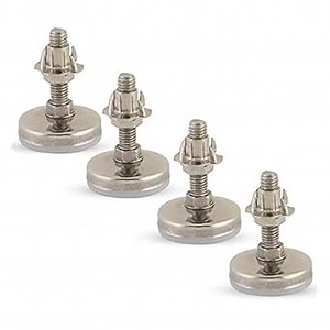 Stainless Steel Outdoor Leveler Kit- (4) 3/8-16 Leg Levelers for Cabinets, Patio Furniture, and Table Legs - Adjustable Height Leveling Feet with Jam Nuts to Stabilize Feet (Kit with 4 Prong T-Nuts)