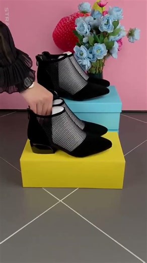 Suede Mesh Cutout Ankle Booties Zip Back Style #boots #fashion #shortsfeed