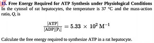 15. Free Energy Required for ATP Synthesis under Physiological ... | Filo