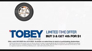 Available on select tires in stock at participating dealerships. OHTSU, Kelly, Laufenn, Toyo medium truck, Mickey Thompson specialty, truck, street & drag tires are excluded. Not compatible with the Tire Price Match Guarantee. See service advisor for details on separate Michelin®, BFGoodrich®, and Uniroyal® promotional offers. Offer valid 3/1/2025 – 4/30/2025 | Key Chrysler Jeep & Dodge | Facebook