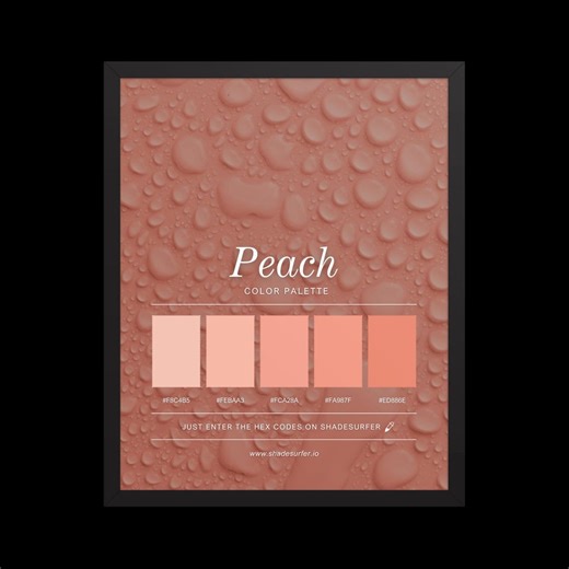 Peach Color Palette Print, Printable Wall Art, Instant Digital Download, Hex Codes Design - Etsy