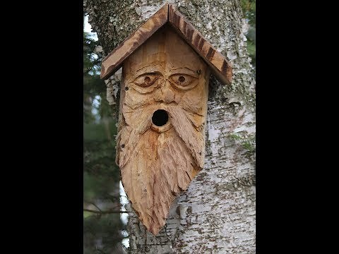 Wood Carving: Old Man Spirit Bird House