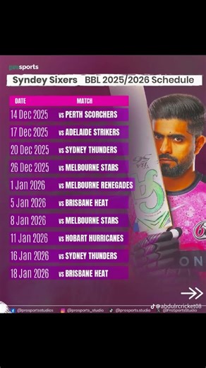 Sydney Sixers Matches schedule 💕
