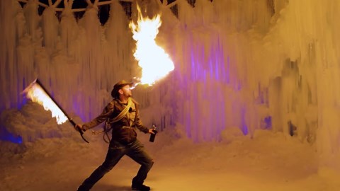 Human fire breathing performance