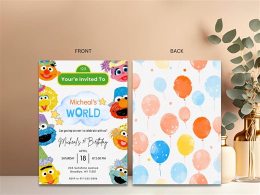Sesame Street Birthday Invitation Template, Street Monsters Party Invite, Editable Canva Kids Birthday Digital Download - Etsy