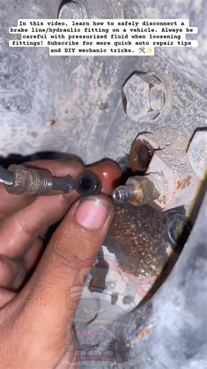 DIY Car Repair: Unscrewing Brake Line Fitting 💧 #shorts #mechanic #carrepair