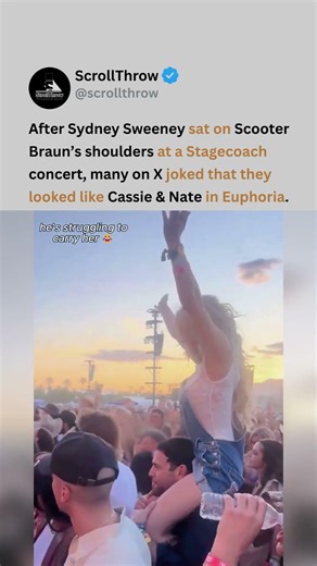 Sydney Sweeney’s "Shoulder Ride" moment at Stagecoach has fans comparing 😭🎶 #sydneysweeney