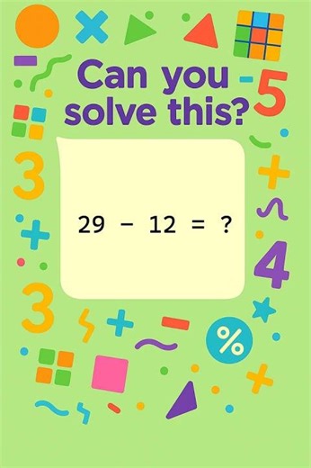 Fun Subtraction Puzzle for Kids! 29 - 12 = ?