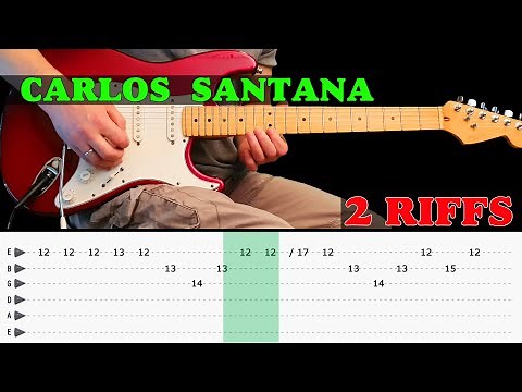 Easy guitar riff lesson - CARLOS SANTANA - 1. Well all right 2. Maria Maria (with tabs)