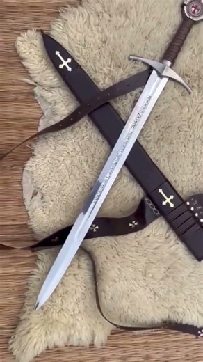 Medieval Crusader Longsword with Leather Scabbard Hand Forged Battle Sword Templar Knight Replica