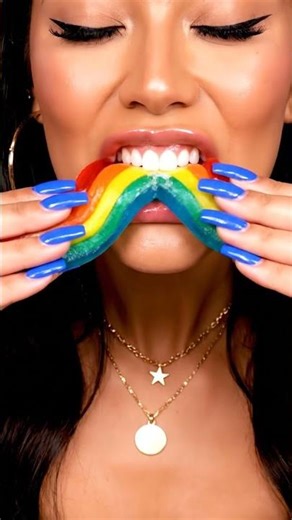 ASMR RAINBOW JELLY BRIDGE 🌈 Most Aesthetic Gummy Mukbang