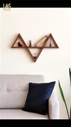Geometric Triangle Wooden Wall Shelf – Modern Decorative Floating Shelf for Home, Living Room