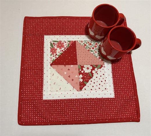 Quilted Valentines Day Table Topper, Valentine Hearts and Flowers, Valentines Day Decor, Patriotic Stars Table Topper, 15 3/4" X 15 3/4" - Etsy