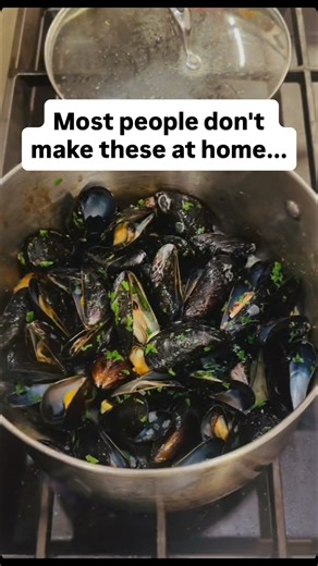 But they are so easy! Mussels love any flavour you give them, and they literally tell you when they are done! Find the full recipe including tips for purchasing and storing on our website! #onlinecookingclasses #mussels #seafoodrecipes #culinarystudio | The Culinary Studio