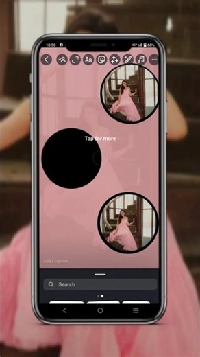 3 circle frame picture and pink flower and dots line used in this insta story tutorial