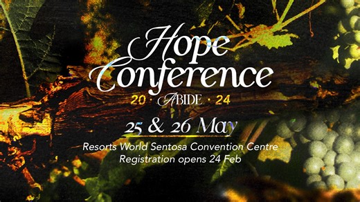 Unite as one movement — English, Mandarin, Global, and Kids — for a weekend to abide in His Word & His Presence! 🍃 Hear from Pastor Jeff, Pastor Benny Ho and many more speakers. HopeKids will have their very own power-packed ‘Remain’ Campference too! Mark your calendars for #HopeConf2024 📅 25th & 26th May 📍 Resorts World Sentosa Convention Centre 🔗 Registration opens on 24th February | Hope Singapore