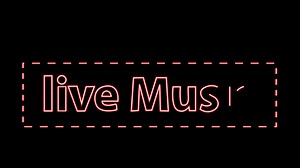 Download live music text animation glow looping video on transparent background good for music concert, live music, and coffee shop background for free