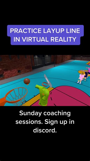 Practice layup lines in virtual reality. Digital basketball stars in the making. Sign up for a coaching session in discord #gymclassvr