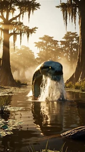 Giant pythons of prehistoric times. Stealing giant crocodile eggs.