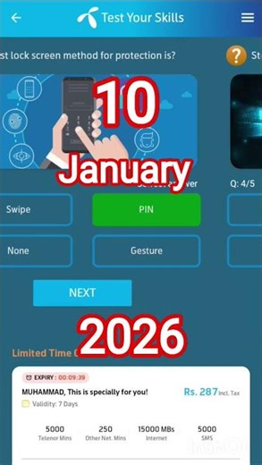 10 January 2026 My Telenor Question Answers today free Mb #question #question #question #question