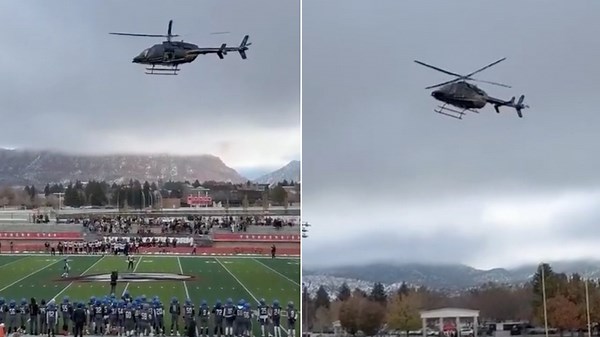 Helicopter ball drop before Utah football game goes viral