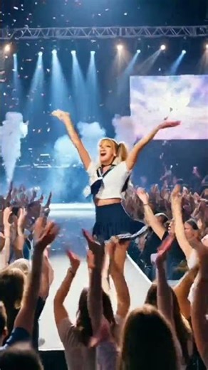 Viral AI Pop Concert – Schoolgirl Outfit Performance! 🌟#2026 #new #shorts