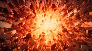 Download AI generated 3d illustration of abstract geometric composition,digital art works. Computer generated graphics. Abstract geometric background. Explosion power design with crushing surface, AI Generated for free