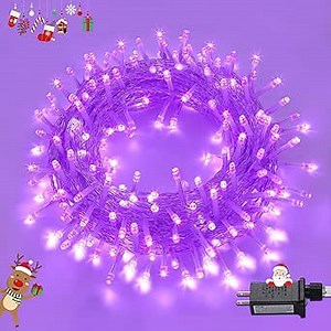 Purple Halloween Lights Outdoor Waterproof - 200 Purple Christmas Tree Lights Indoor 8 Modes, 66ft Extendable Led Halloween Lights Plug in for House Bushes Patio Yard Fence Bedroom Decor