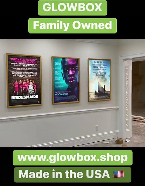 Top shelf Glowbox LED Poster Frames Made in the USA 🇺🇸 Family Owned & Operated. Easily light up any poster now. #glowbox_kc #hometheater #movies #mancave #home