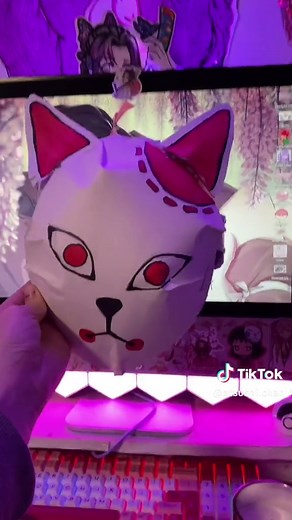 How to make a DIY demon slayer mask! ##demonslayer##kimetsunoyaiba##foryoupage❤️❤️##foryoupageofficiall##fyp##foryou##animefyp##demonslayerseason3
