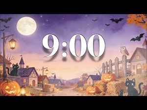 9 Minute Halloween Focus Timer 🎃 Cozy Fall Village Ambience | Spooky Countdown & Magical Music