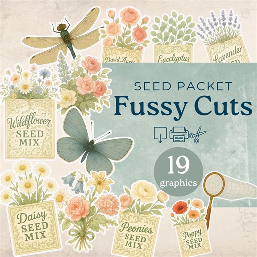 Seed Packet Junk Journal Fussy Cuts , Vintage Floral Seed Packets Printable , Junk Journal Supplies, Scrapbooking Ephemera, Fussy Cut Pages - Etsy