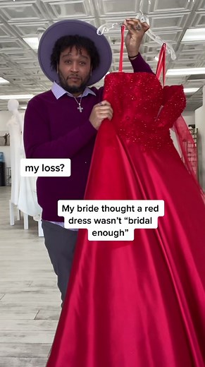 My loss? ♥️ Spoiler alert, she said yes! Come see our unique selection of colored wedding dresses at Strut Bridal Salon sizes 6-38! Let’s make your bridal dreams come true! #coloredweddingdress #coloreddress #redweddingdress #fyp #trending #redweddingdress #redbridalgown #uniquebride #bridetobe2023🤍