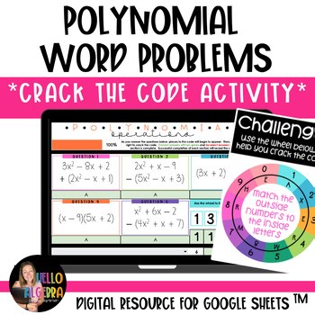 Polynomial Operations Word Problems Digital Crack the Code Activity
