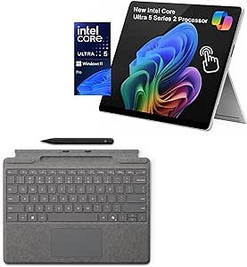 Microsoft Surface Pro 11 Bundle, 2-in-1 Tablet with Pro Keyboard and Slim Pen, Copilot+ PC, 13" Touchscreen 600nits Display, Intel Ultra 5 Series 2 236V AI Boost NPU, 16GB RAM, 512GB SSD, Win 11 Pro