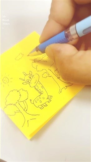 Sticky notes drawing- Cute Giraffe #shorts #drawing