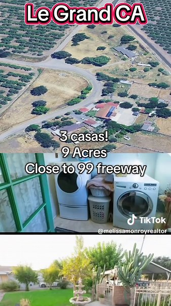 ✨ Beautiful Ranchette-style home sitting on over 9 acres in Le Grand, CA! 🌾 ✅ Main home: 3 bed, 2 bath ✅ Manufactured home: 4 bed, 2 bath ✅ Bonus studio with 1 bed, 1 bath ✅ Separate meters, gas, and septic ✅ Huge yard, fruit trees, and a relaxing porch 🍊🌳 Perfect setup for a big family or investor looking for space and opportunity. Easy access to HWY 99 🚗💨 📲 Call or text Melissa Monroy – 209-846-5912 for more details or a private showing.#rancho #ranch #fyp #realtor #realestate