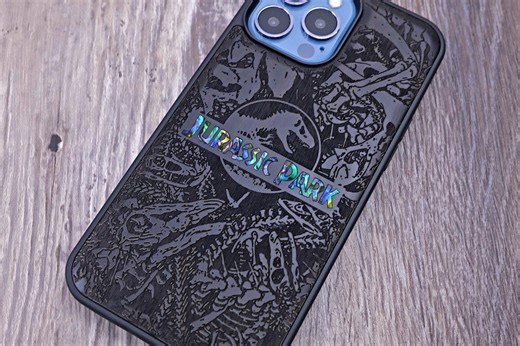 Jurassic Park Wood Phone Case: Abalone Inlay, Dinosaur Engraved - Etsy