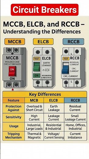 Main types of circuit breakers and their key differences #electronicseducation #circuit