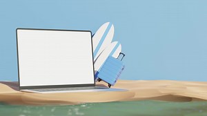 Laptop on the Beach - Travel and Work Concept | Free Stock Video Footage