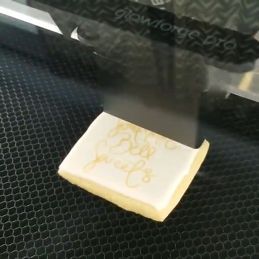Now this is something that will make your mouth drop (and drool!). Bree printed on sugar cookies for a special sweet snack branded for a business named Southern Bell Sweets on her Glowforge. IG: cookiemomsteratx Check out what Glowforge owners are making today: https://bit.ly/3KY7xvs. | Glowforge