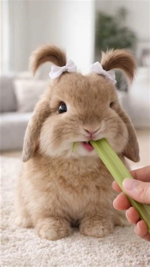 cute Bunny eating crunchy celery for lunch 🐰🥗 #bunny #pets